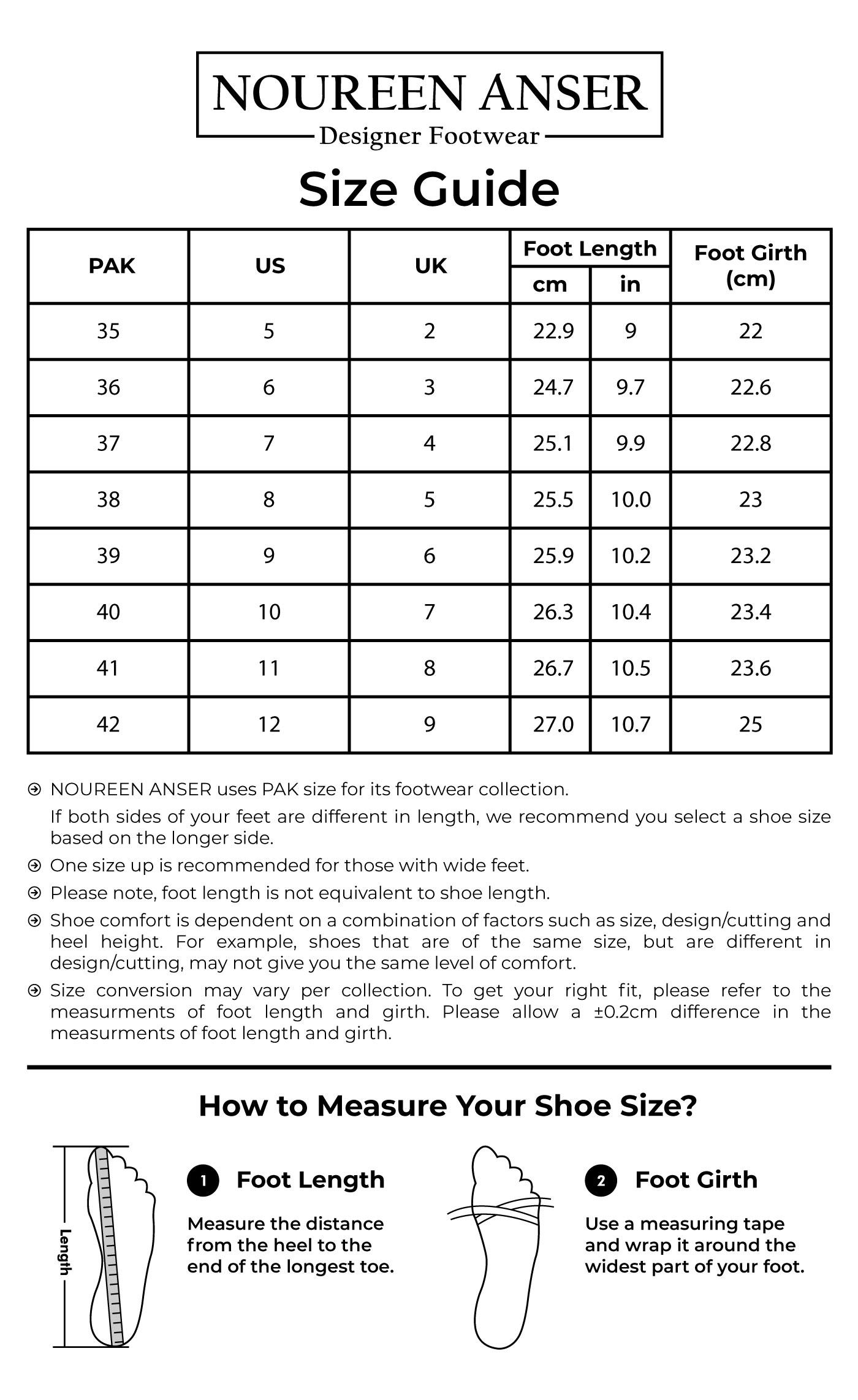Size Chart – Noureen Anser